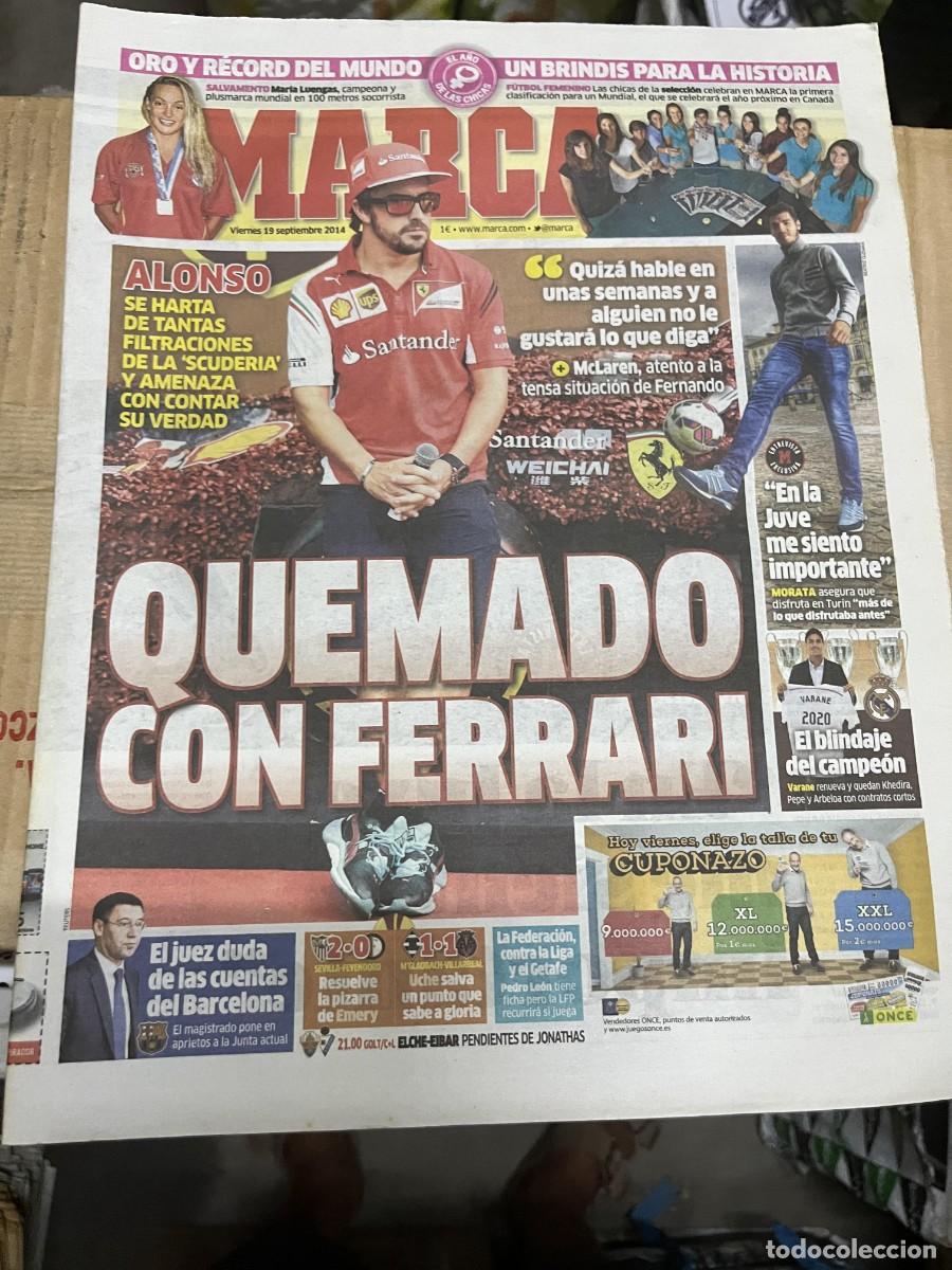 Coleccionismo deportivo: MARCA (19-9-2014)FERNANDO ALONSO FORMULA 1 FERRARI MARTA LUENGAS MORATA VARANE SEVILLA 2-0 FEYENOORD