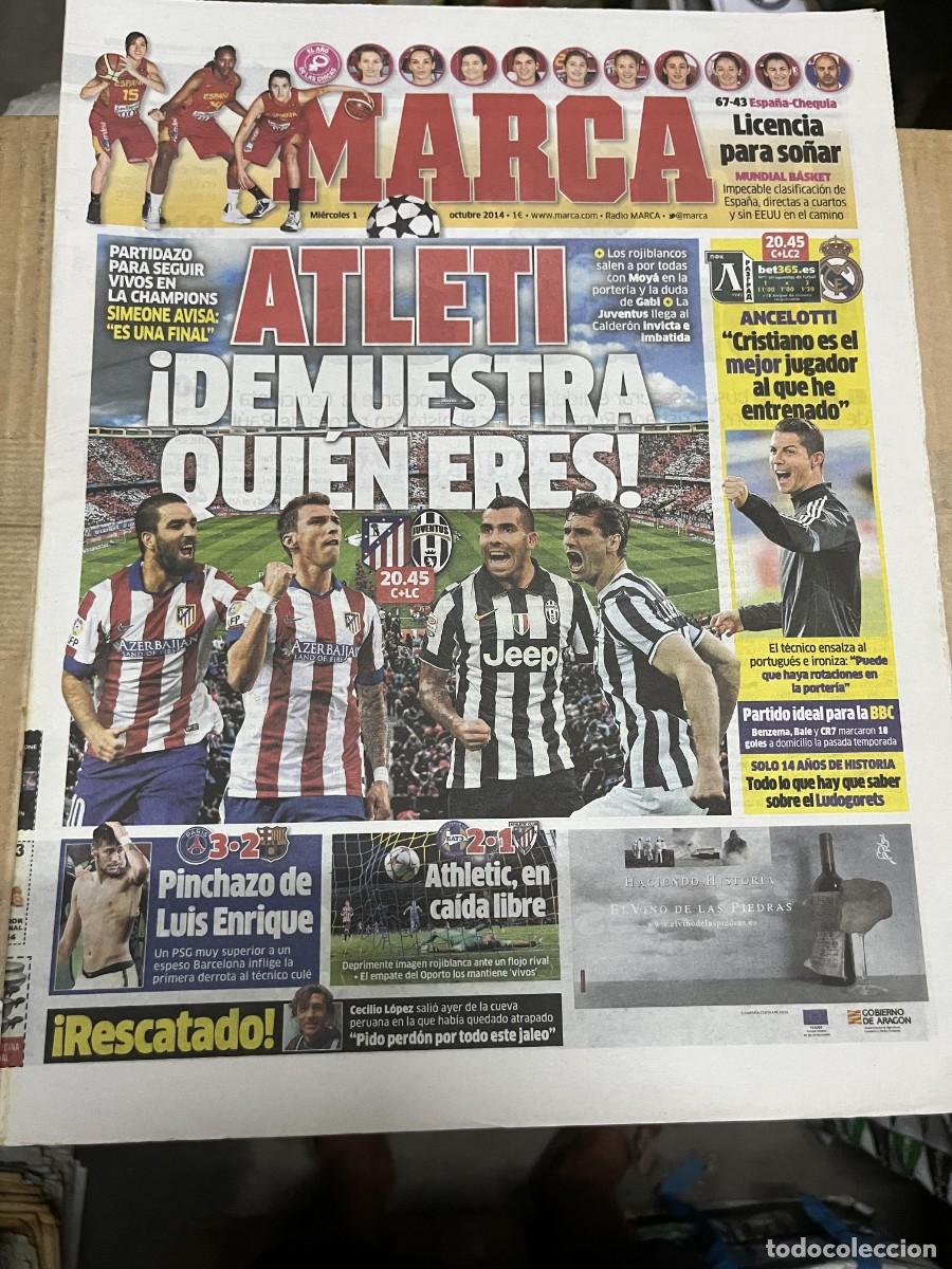 Coleccionismo deportivo: MARCA (1-10-2014) HOY CHAMPIONS ATLETICO MADRID JUVENTUS LUDOGORETS REAL MADRID PSG 3-2 BARCELONA