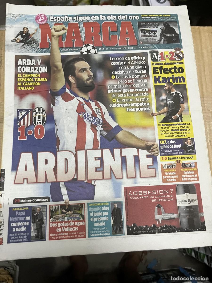 Coleccionismo deportivo: MARCA (2-10-2014) CHAMPIONS ATLETICO MADRID 1-0 JUVENTUS LUDOGORETS 1-2 REAL MADRID