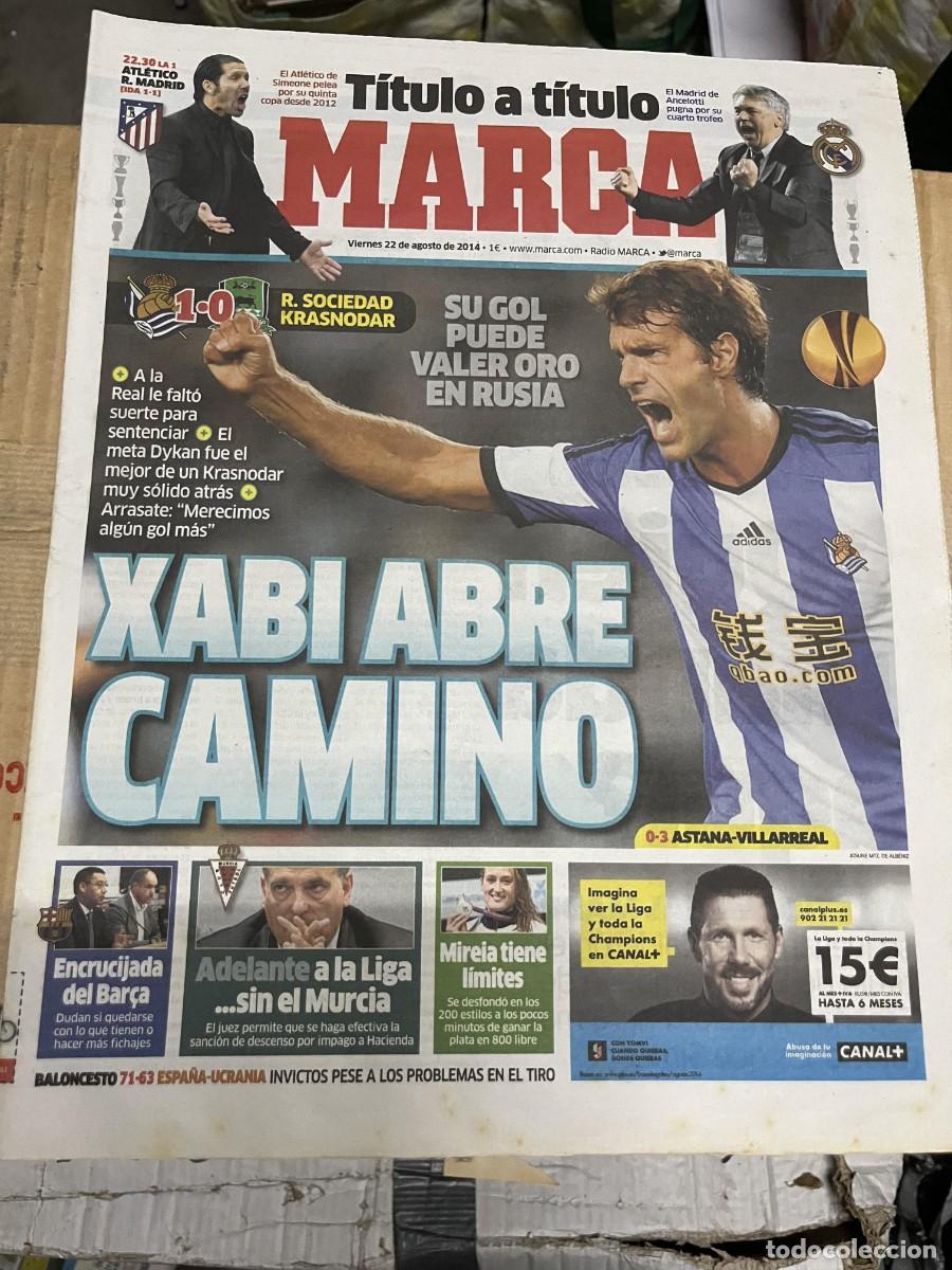 Coleccionismo deportivo: MARCA (22-8-2014) REAL SOCIEDAD 1-0 KRASNODAR SIMEONE ANCELOTTI REAL MADRID ATLETICO