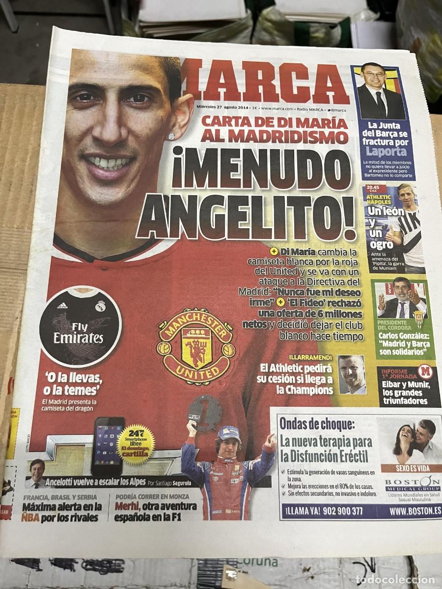 Coleccionismo deportivo: MARCA (27-8-2014) DI MARIA REAL MADRID MANCHESTER UNITED MERHI LAPORTA BARCELONA ATHLETIC NAPOLES