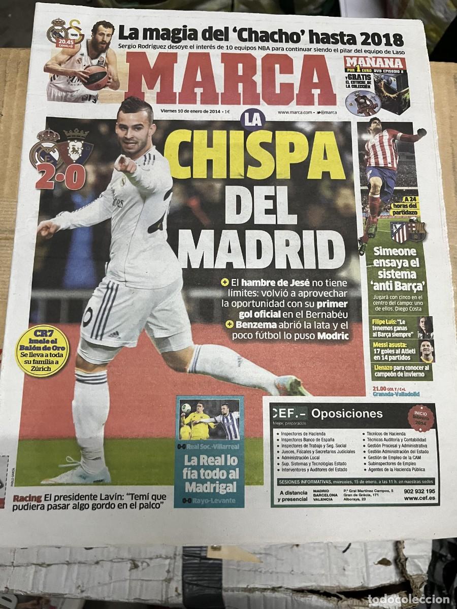 Coleccionismo deportivo: MARCA (10-1-2014) JESE REAL MADRID 2-0 OSASUNA CHACHO RODRIGUEZ REAL MADRID GALATASARAY BALONCESTO