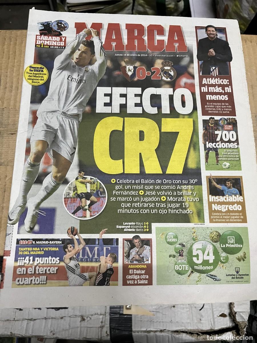 Coleccionismo deportivo: MARCA (16-1-2014) JORNADA LIGA OSASUNA 0-2 REAL MADRID CR7 CRISTIANO RONALDO GETAFE BARCELONA