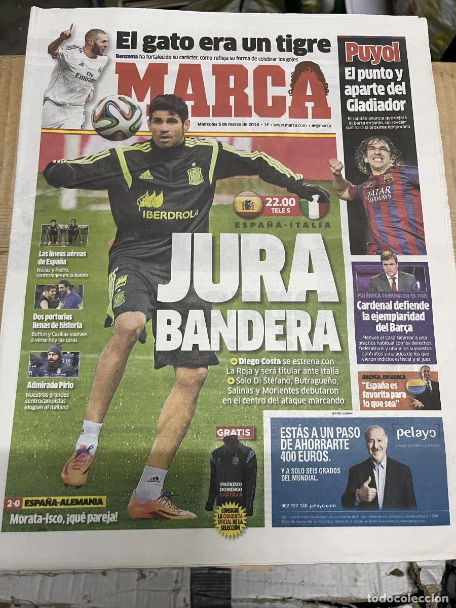 Coleccionismo deportivo: MARCA (5-3-2014) BENZEMA DIEGO COSTA HOY SELECCION ESPA&Ntilde;OLA ESPA&Ntilde;A ITALIA PUYOL