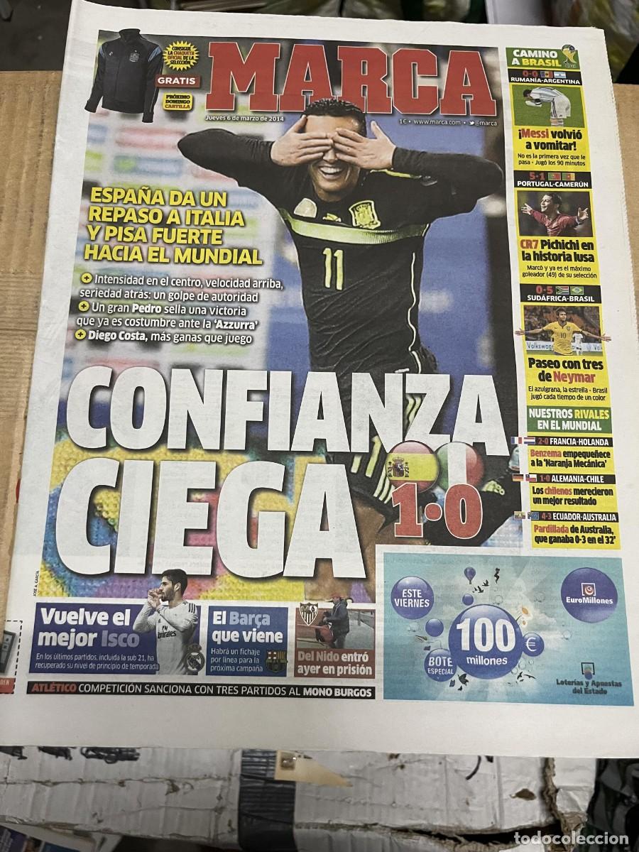 Coleccionismo deportivo: MARCA (6-3-2014) SELECCION ESPA&Ntilde;OLA ESPA&Ntilde;A 1-0 ITALIA PUYOL GOL PEDRO ISCO BARCELONA SEVILLA