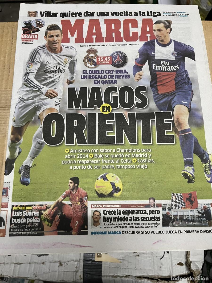 Coleccionismo deportivo: MARCA (2-1-2014) HOY CHAMPIONS REAL MADRID PSG CRISTIANO RONALDO LEWANDOWSKI VILLAR RFEF