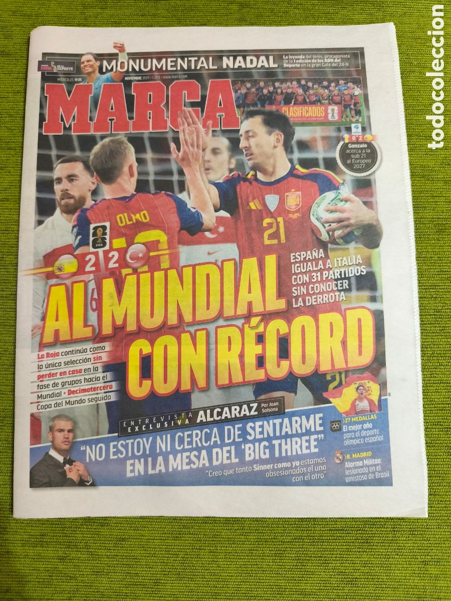 Coleccionismo deportivo: PERI&Oacute;DICO MARCA. ESPA&Ntilde;A 2 TURQU&Iacute;A 2. AL MUNDIAL CON R&Eacute;CORD