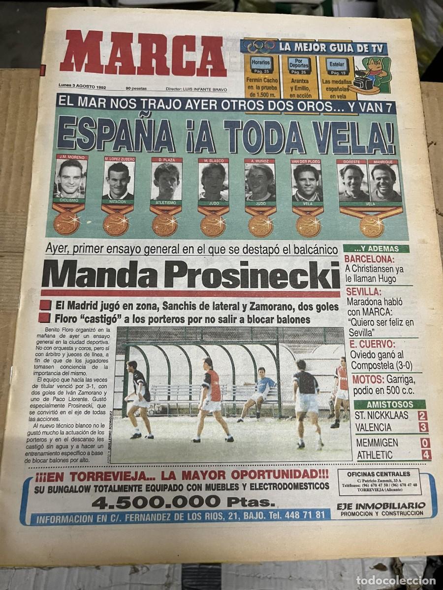 Coleccionismo deportivo: MARCA (3-8-1992) OLIMPIADAS MEDALLA ORO VELA PROSINECKI MEMMIGEN 0-4 ATHLETIC BILBAO