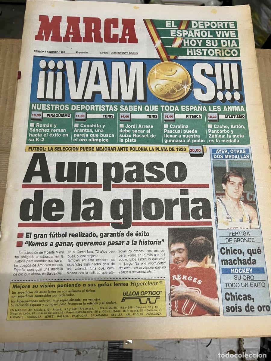Coleccionismo deportivo: MARCA (8-8-1992) OLIMPIADAS HOY FINAL FUTBOL ESPA&Ntilde;A POLONIA BRONCE JAVIER GARCIA CHICO PERTIGA