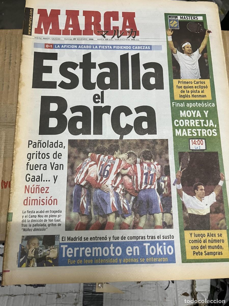Coleccionismo deportivo: MARCA (29-11-1998) CARLOS MOYA CORRETJA TENIS BARCELONA 0-1 ATLETICO MADRID TERREMOTO TOKIO