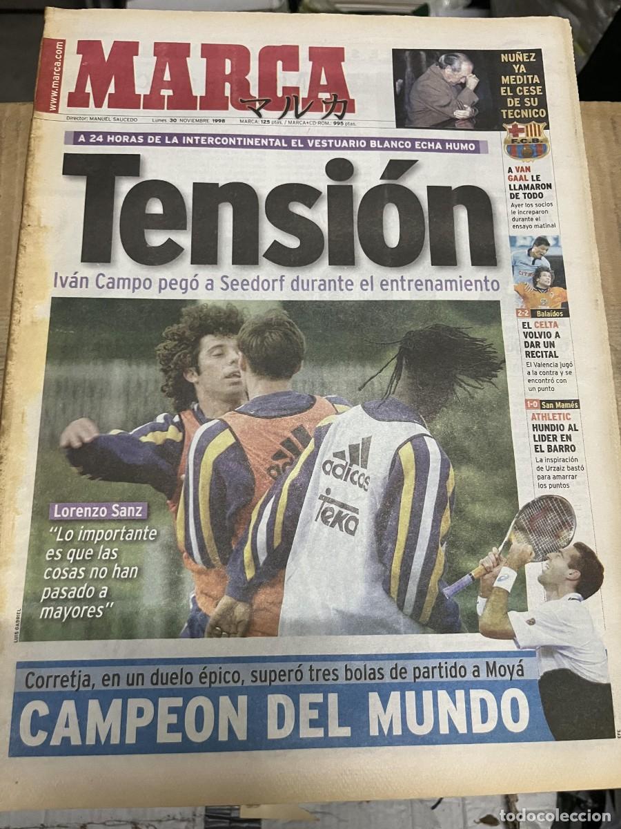 Coleccionismo deportivo: MARCA (30-11-1998)VAN GAAL BARCELONA NU&Ntilde;EZ CELTA 2-2 VALENCIA IVAN CAMPO SEEDORF TENIS MOYA CORRETJA