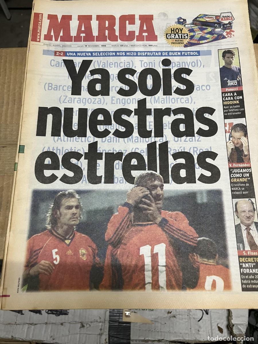 Coleccionismo deportivo: MARCA (19-11-1998) PANUCCI HIDDINK REAL MADRID AMISTOSO ITALIA 2-2 ESPA&Ntilde;A FISAS VICTOR FERNANDEZ