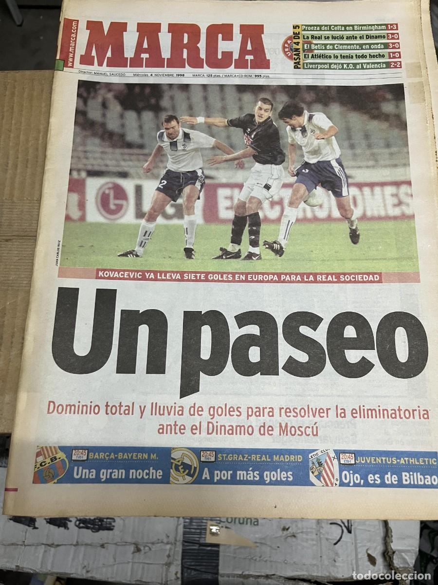 Coleccionismo deportivo: MARCA (4-11-1998) LIVERPOOL 2-2 VALENCIA ATLETICO MADRID 1-0 CSKA SOFIA ASTON VILLA 1-3 CELTA