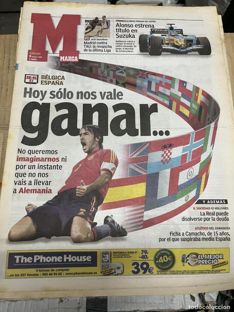 Coleccionismo deportivo: MARCA (8-10-2005) HOY BELGICA ESPA&Ntilde;A SELECCION ESPA&Ntilde;OLA RAUL GONZALEZ FERNANDO ALONSO