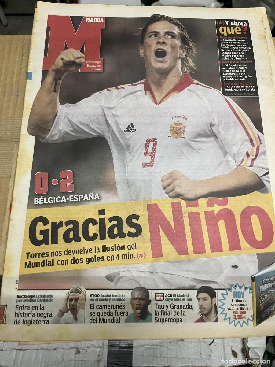 Coleccionismo deportivo: MARCA (9-10-2005) BELGICA 0-2 ESPA&Ntilde;A SELECCION ESPA&Ntilde;OLA FERNANDO TORRES FERNANDO ALONSO