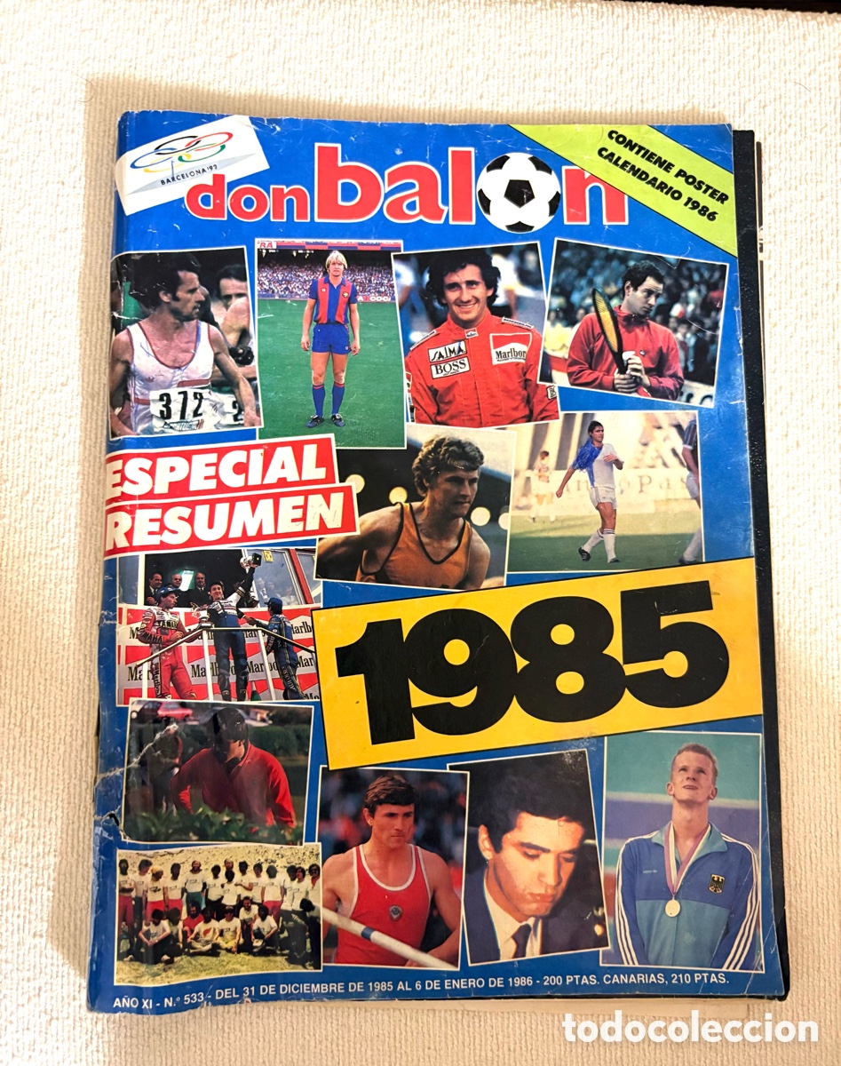 Coleccionismo deportivo: Revista Don Bal&oacute;n N&ordm; 533 (1985) - Especial Resumen del A&ntilde;o, F1 Prost, Tenis, Ciclismo