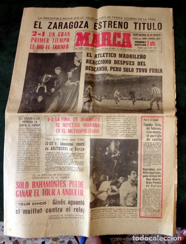 Sports collectibles: DIARIO MARCA F&Uacute;TBOL REAL ZARAGOZA CAMPE&Oacute;N COPA FERIAS 1964. LOS MAGN&Iacute;FICOS. LAPETRA