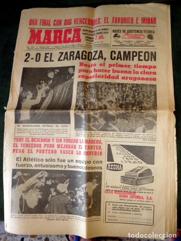 Coleccionismo deportivo: DIARIO MARCA F&Uacute;TBOL Mayo 1966 REAL ZARAGOZA CAMPE&Oacute;N COPA. MAGN&Iacute;FICOS. IRIBAR ATHLETIC CLUB. PEGASO