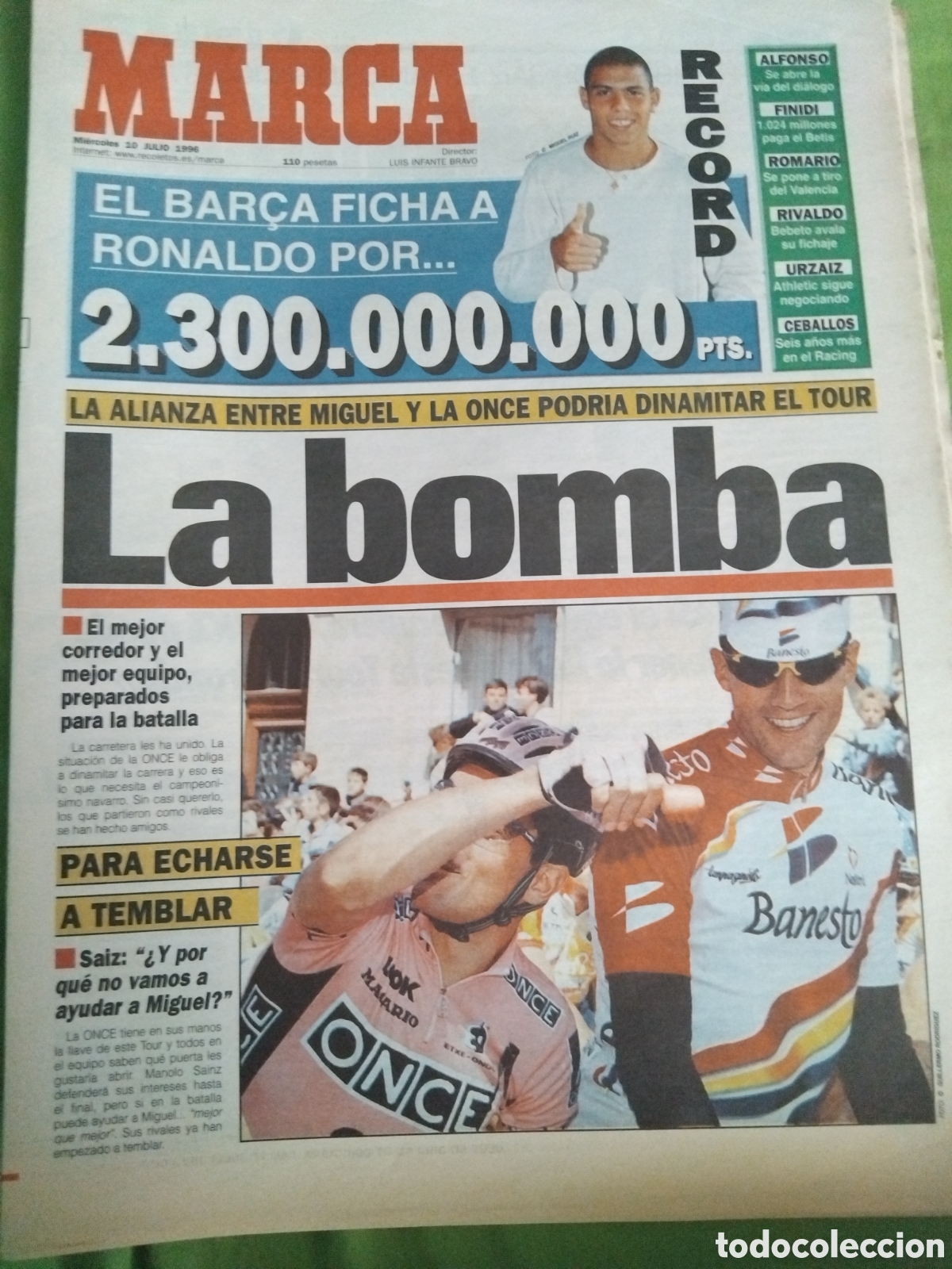 Coleccionismo deportivo: Periodico fichaje de Ronaldo por el Barcelona