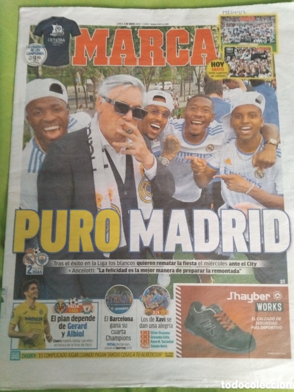 Coleccionismo deportivo: Periodico Puro Ancelotti Real Madrid 2022
