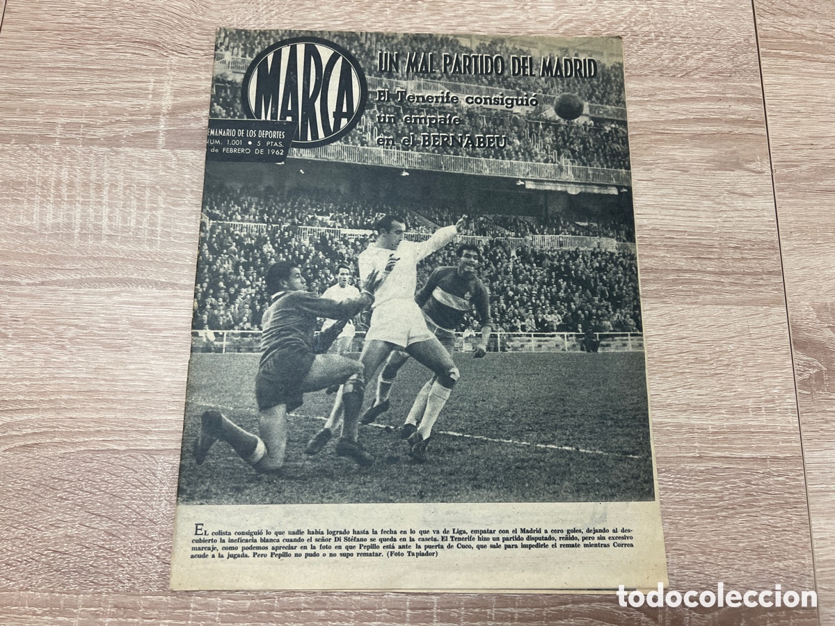 Coleccionismo deportivo: MARCA 1.001 (06/02/1962) RCD ESPA&Ntilde;OL ESTRELLA ROJA COPA FERIAS REAL MADRID TENERIFE RESTO JORNADA LI