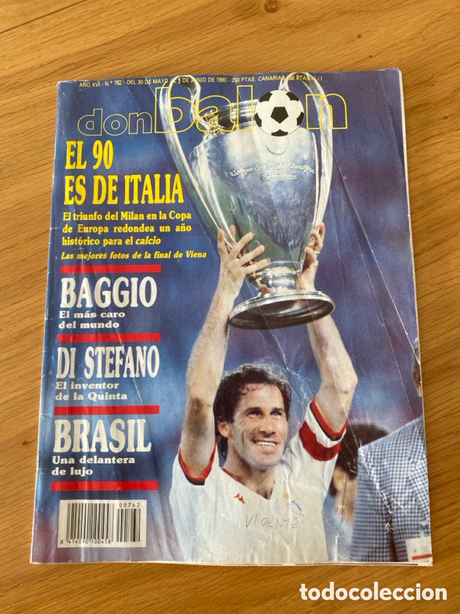 Coleccionismo deportivo: Don bal&oacute;n 762 - Poster Mil&aacute;n campe&oacute;n europa - Cruyff B&eacute;lgica Baggio - River - Di Stefano - Italia 90