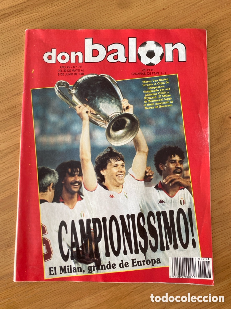 Coleccionismo deportivo: Don bal&oacute;n 711 - Mil&aacute;n campe&oacute;n Europa p&oacute;ster - Cruyff - Valderrama - Italia 90 - Real Sociedad