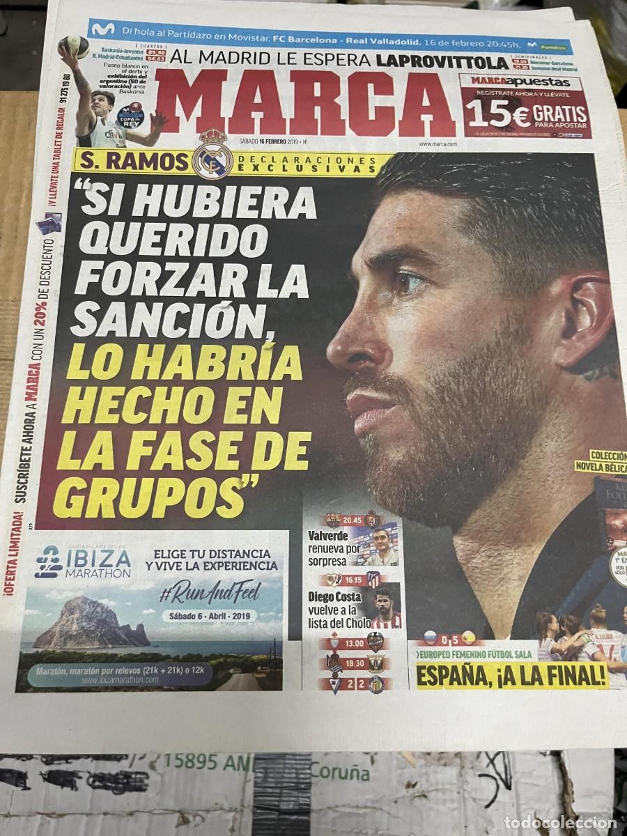 Coleccionismo deportivo: MARCA (16-2-2019) ENTREVISTA SERGIO RAMOS REAL MADRID HOY RAYO ATLETICO BARCELONA VALLADOLID