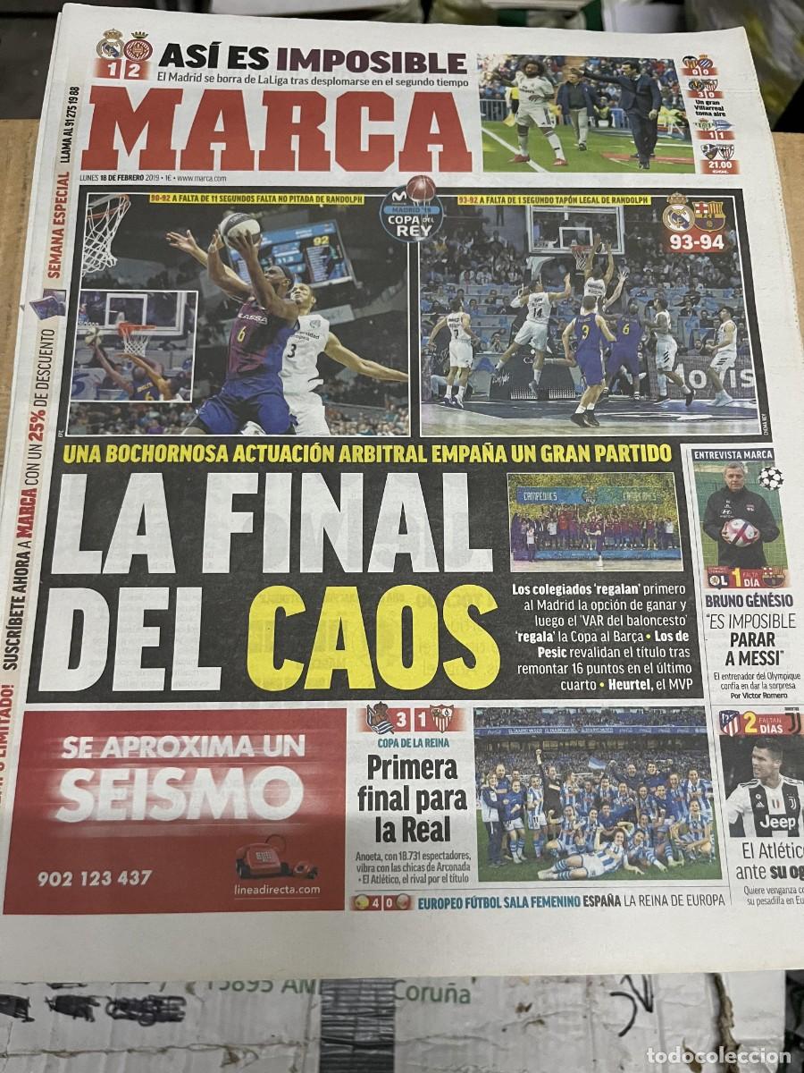 Collectionnisme sportif: MARCA (18-2-2019) JORNADA LIGA REAL MADRID 1-2 GIRONA CAMPEON FINAL COPA BALONCESTO BARCELONA