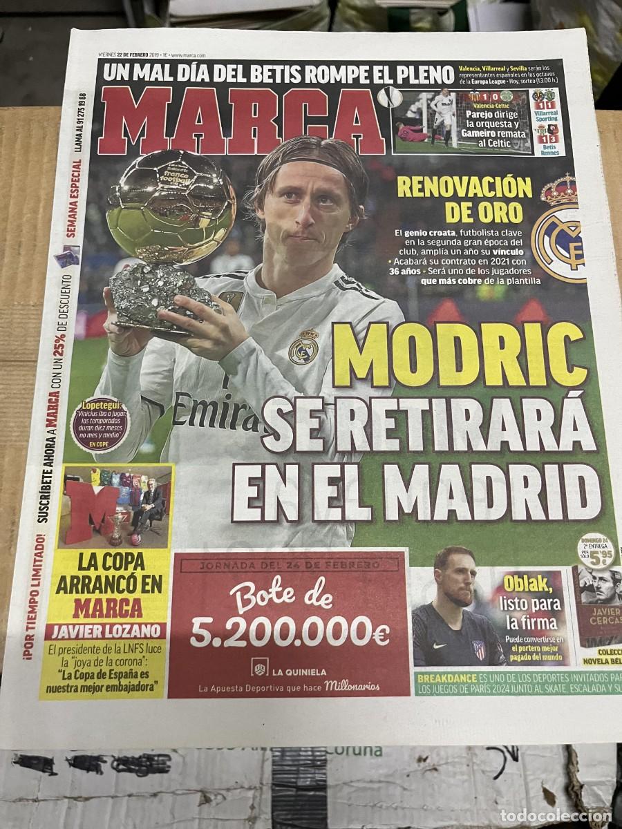 Collezionismo sportivo: MARCA (22-2-2019) RENOVACION MODRIC REAL MADRID VALENCIA 1-0 CELTIC GLASGOW BETIS 1-3 RENNES