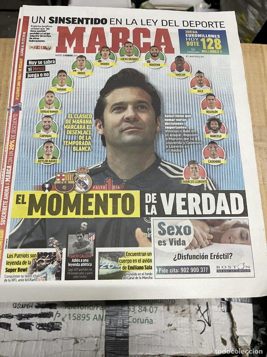 Collezionismo sportivo: MARCA (5-2-2019) EL CLASICO BARCELONA REAL MADRID SOLARI LEY DEL DEPORTE RAYO 1-2 LEGANES