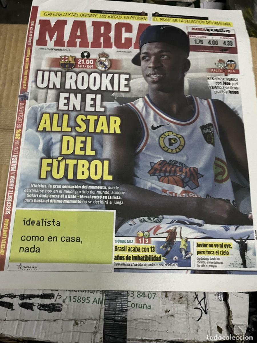 Coleccionismo deportivo: MARCA (6-2-2019) HOY EL CLASICO BARCELONA REAL MADRID VINICIUS FUTBOL SALA ESPA&Ntilde;A 1-3 BRASIL