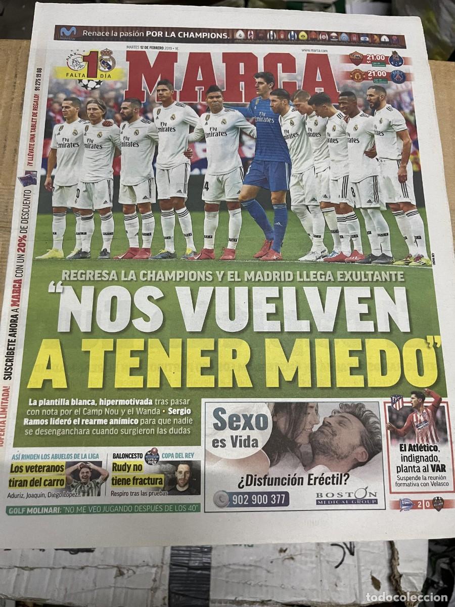 Coleccionismo deportivo: MARCA (12-2-2019) CHAMPIONS AJAX REAL MADRID ROMA OPORTO MANCHESTER UNITED PSG