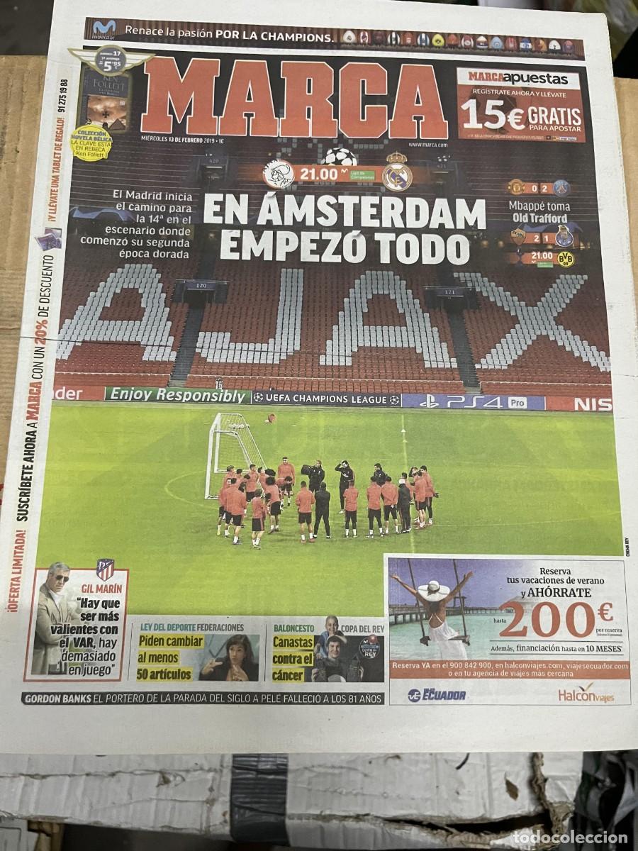 Coleccionismo deportivo: MARCA (13-2-2019) HOY CHAMPIONS AJAX REAL MADRID MANCHESTER UNITED 0-2 PSG ROMA 2-1 OPORTO