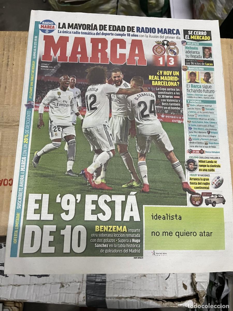 Coleccionismo deportivo: MARCA (1-2-2019) COPA GIRONA 1-3 REAL MADRID BENZEMA HOY HUESCA VALLADOLID