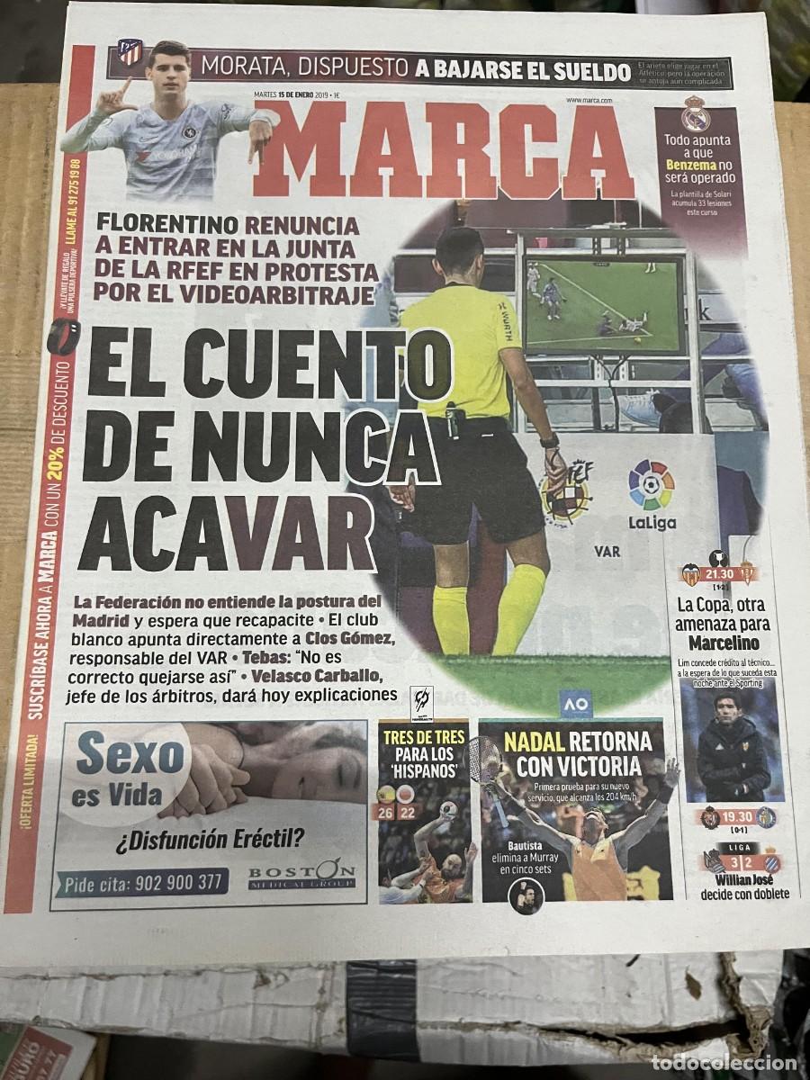 Coleccionismo deportivo: MARCA (15-1-2019) RFEF FLORENTINO PEREZ VIDEOARBITRAJE LA LIGA RAFAEL NADAL TENIS