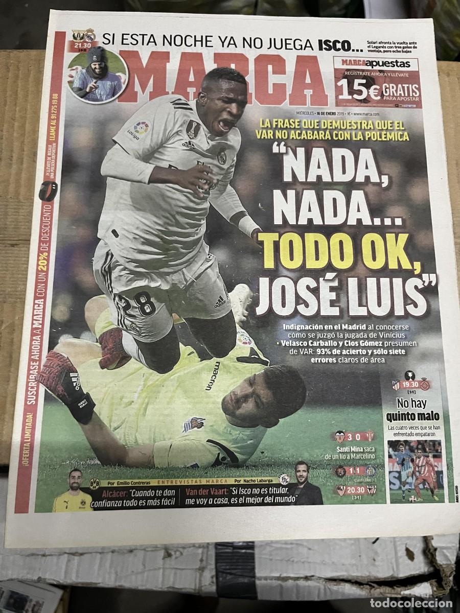 Coleccionismo deportivo: MARCA (16-1-2019) VINICIUS HOY LEGANES REAL MADRID VALENCIA 3-0 GIJON VALLADOLID 1-1 GETAFE