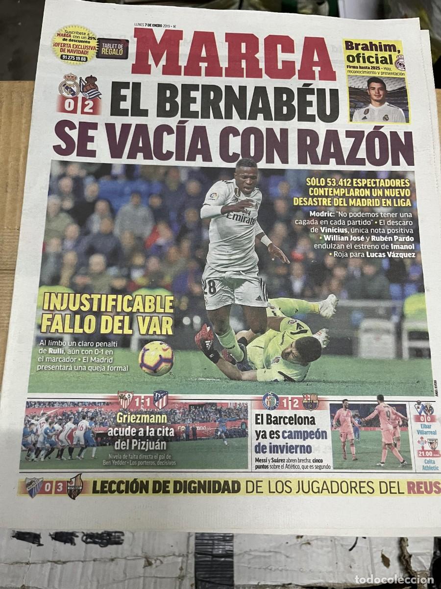 Coleccionismo deportivo: MARCA (7-1-2019) VAR VINICIUS REAL MADRID 0-2 REAL SOCIEDAD FICHAJE BRAHIM SEVILLA 1-1 ATLETICO