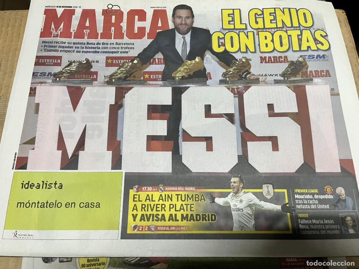 Coleccionismo deportivo: MARCA (19-12-2018) CAMPEON QUINTO TROFEO BOTA DE ORO LIONEL MESSI BARCELONA HOY KASHIMA REAL MADRID