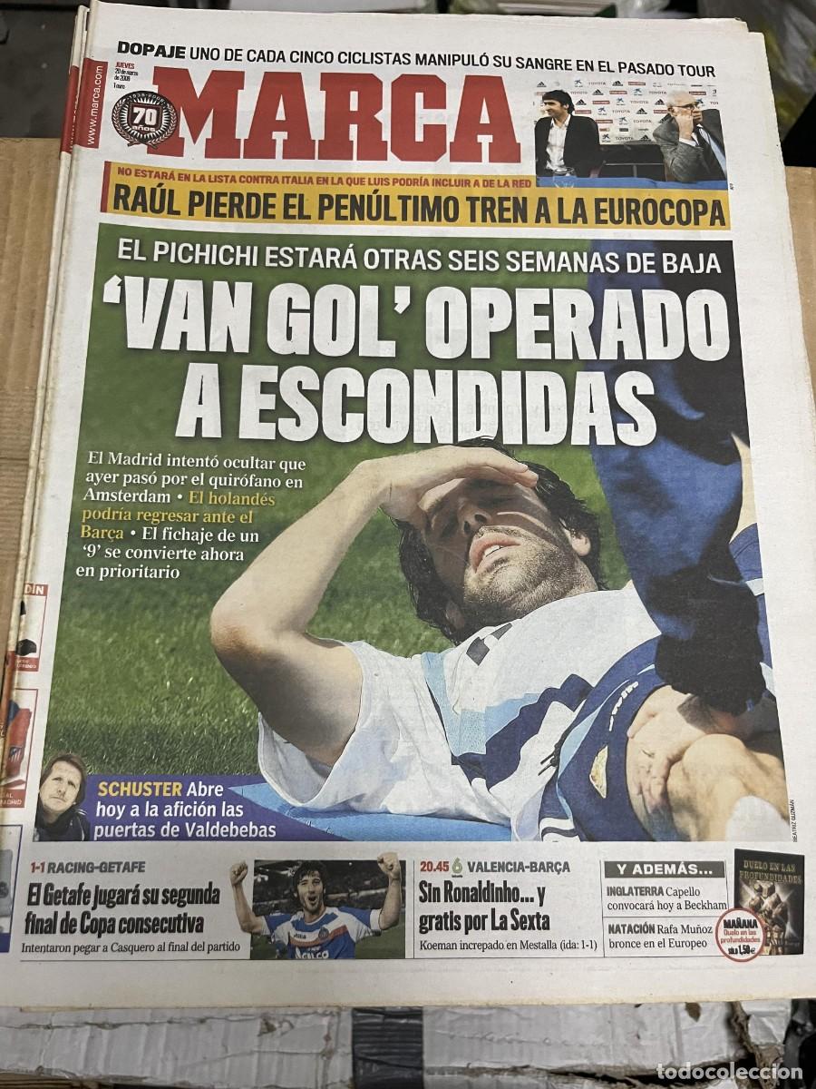 Coleccionismo deportivo: MARCA (20-3-2008) VAN NISTELROOY LUIS ARAGONES RAUL GONZALEZ EUROCOPA ESPA&Ntilde;A SCHUSTER DOPAJE