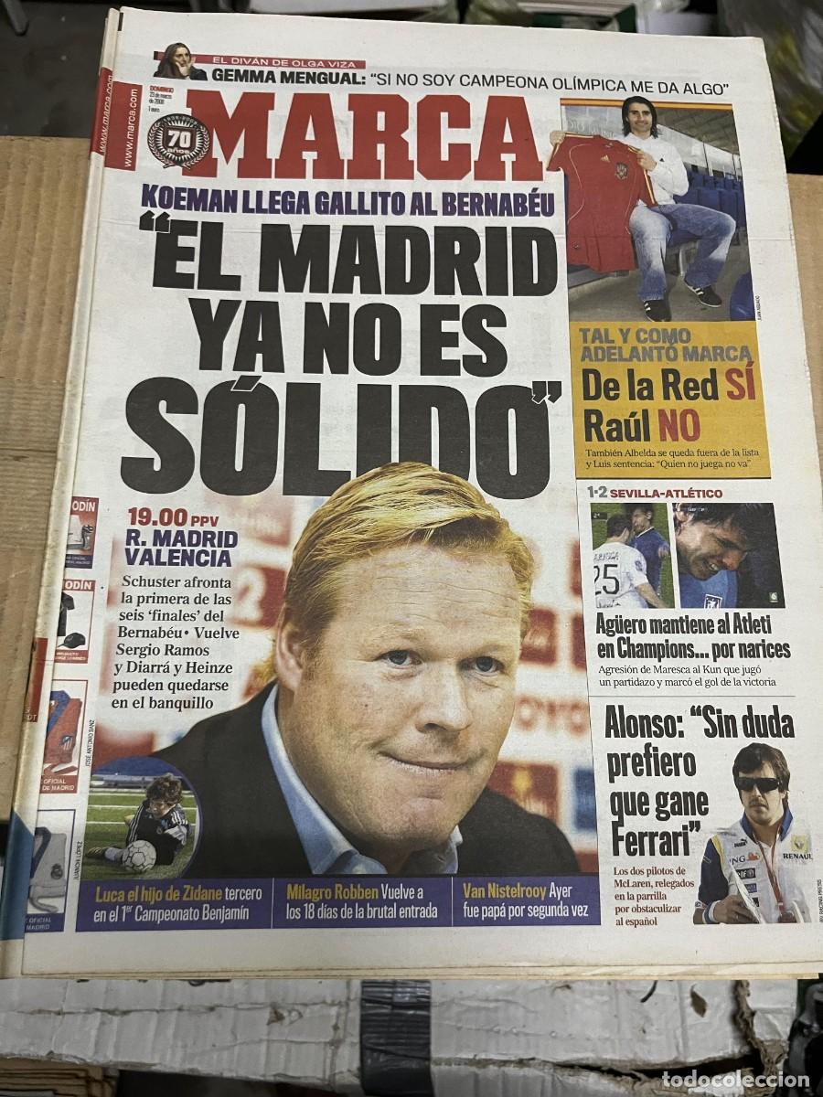 Coleccionismo deportivo: MARCA (23-3-2008) REAL MADRID VALENCIA KOEMAN DE LA RED GEMMA MENGUAL SEVILLA 1-2 ATLETICO AGUERO