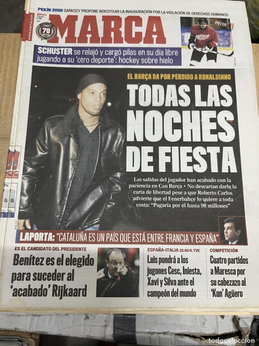 Coleccionismo deportivo: MARCA (26-3-2008) BARCELONA RONALDINHO SCHUSTER JUEGOS OLIMPICOS LAPORTA BENITEZ RIJKAARD