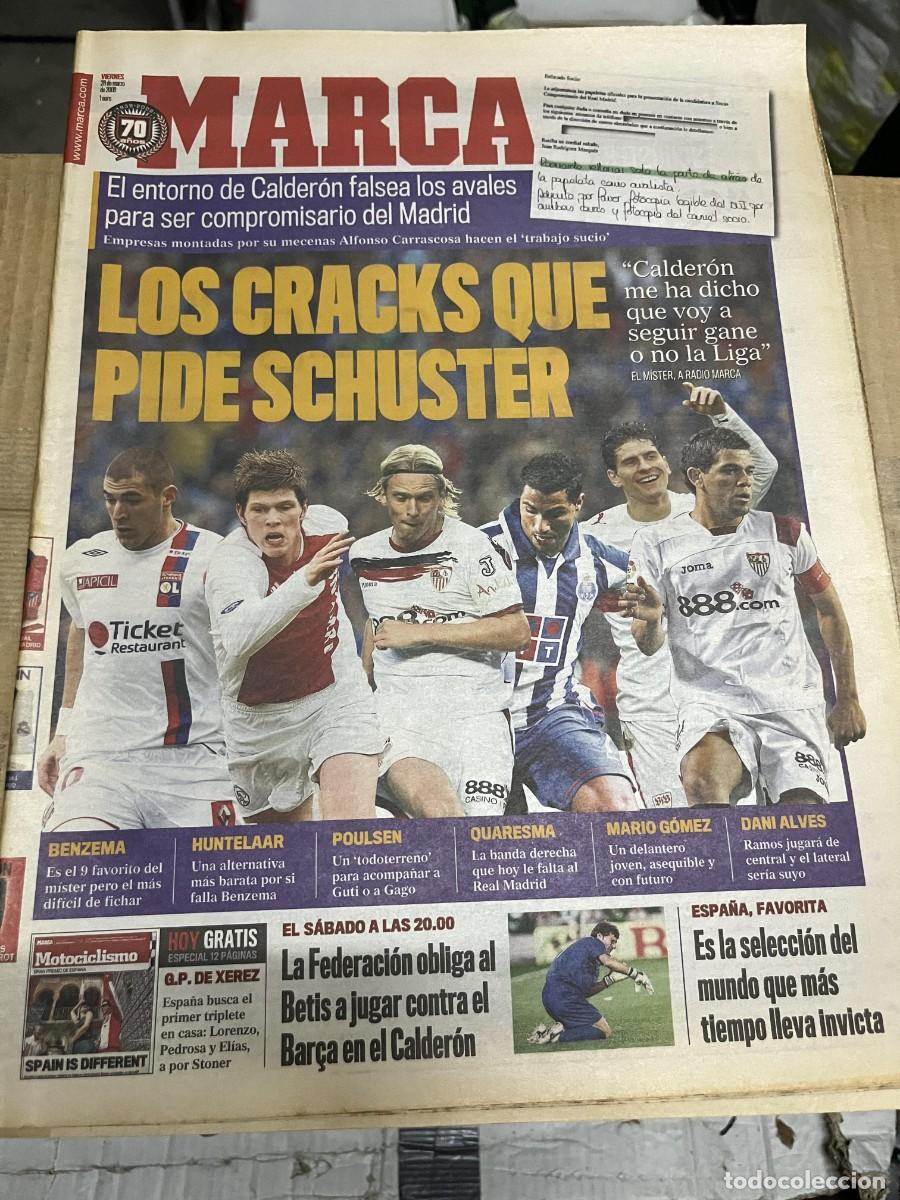 Coleccionismo deportivo: MARCA (28-3-2008) PRESIDENTE CALDERON AVALES SCHUSTER GP XEREZ FICHAJES REAL MADRID