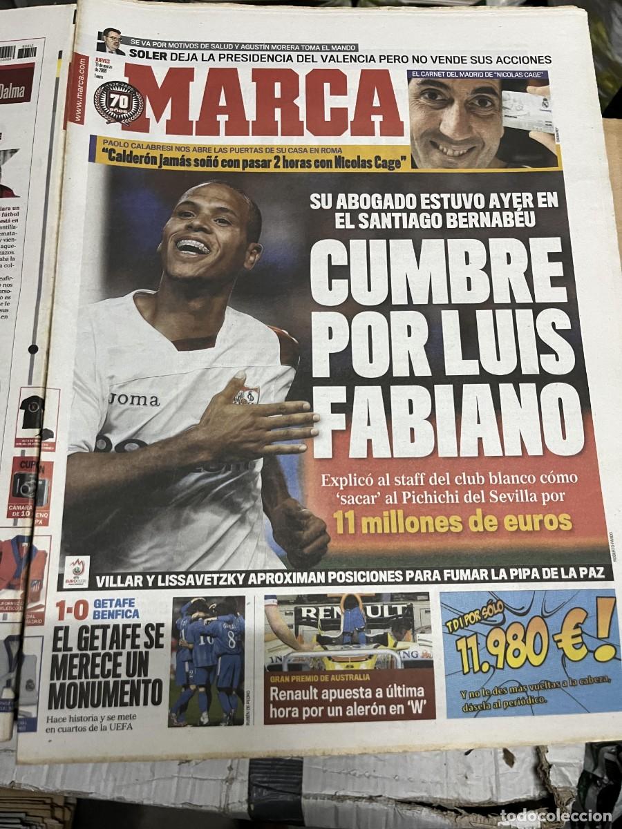 Coleccionismo deportivo: MARCA (13-3-2008) SOLER CALDERON LUIS FABIANO POSIBLE FICHAJE REAL MADRID GETAFE 1-0 BENFICA