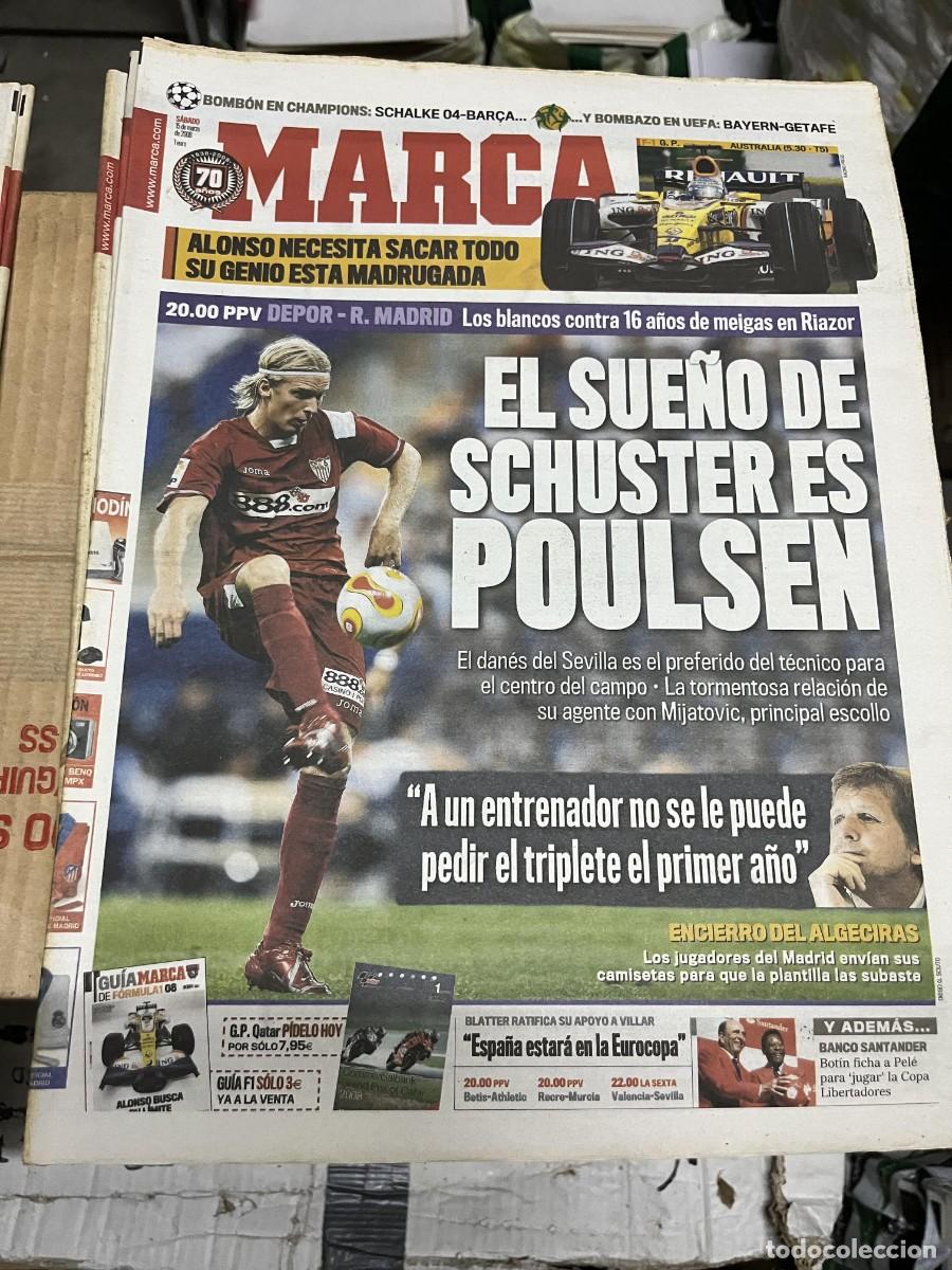 Coleccionismo deportivo: MARCA (15-3-2008) SCHUSTER POULSEN POSIBLE FICHAJE REAL MADRID FORMULA 1 ALONSO