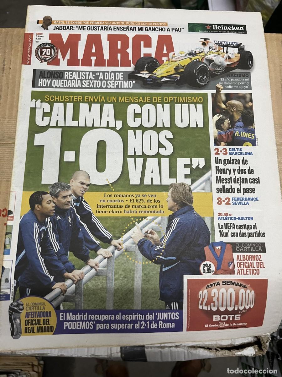 Coleccionismo deportivo: MARCA (21-2-2008) SCHUSTER FORMULA 1 RENAULT JABBAR CELTIC 2-3 BARCELONA FENERBAHCE 3-2 SEVILLA