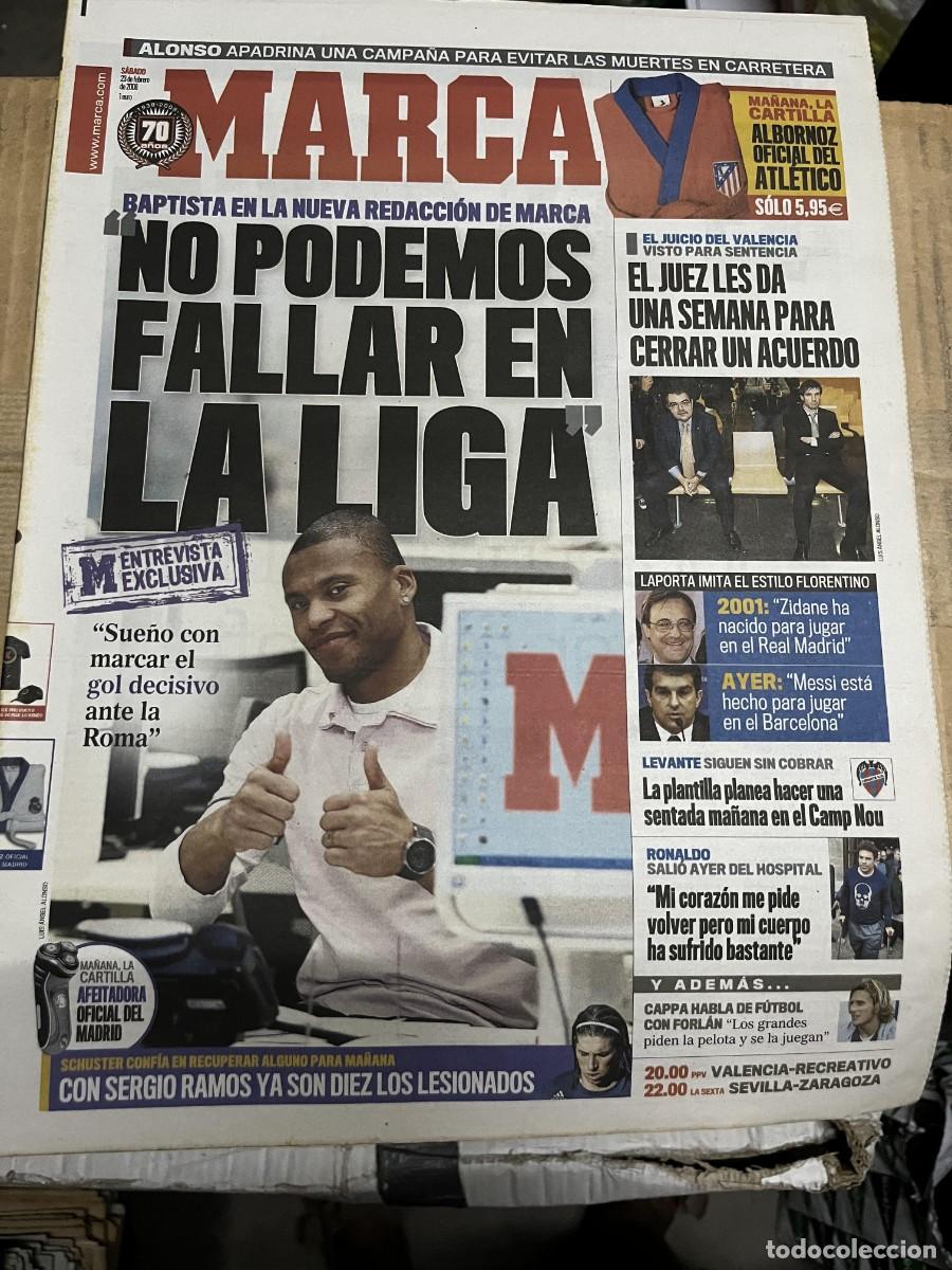 Coleccionismo deportivo: MARCA (23-2-2008) ENTREVISTA EXCLUSIVA BAPTISTA LEVANTE SIN COBRAR PLANTILLA SERGIO RAMOS