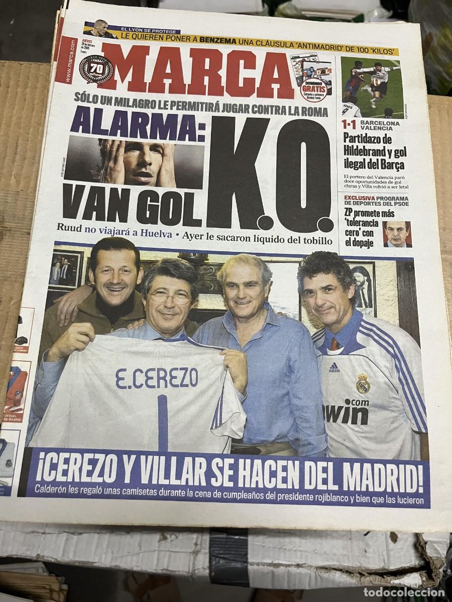 Coleccionismo deportivo: MARCA (28-2-2008) CALDERON ENRIQUE CEREZO REAL MADRID VILLAR VAN NISTELROOY BARELONA 1-1 VALENCIA