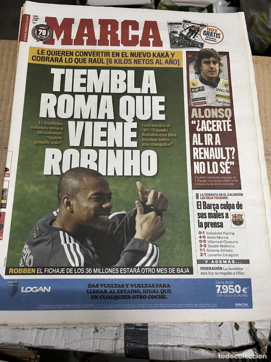 Coleccionismo deportivo: MARCA (3-3-2008) ROBINHO FERNANDO ALONSO FORMULA 1 ROBBEN JORNADA LIGA VALLADOLID 0-1 RACING