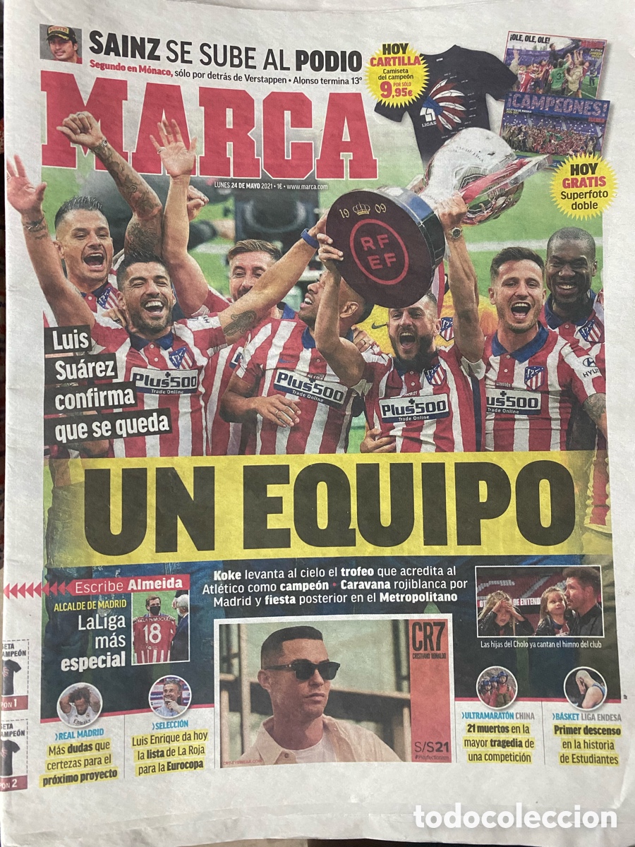 Coleccionismo deportivo: MARCA 24/05/2021 Atl&eacute;tico campe&oacute;n Liga 2020-21 Simeone peri&oacute;dico original
